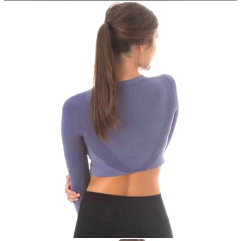 P’tula Invigorate Long Sleeve Cropped Fitted Seamless, size small, concord grape - Picture 3 of 8